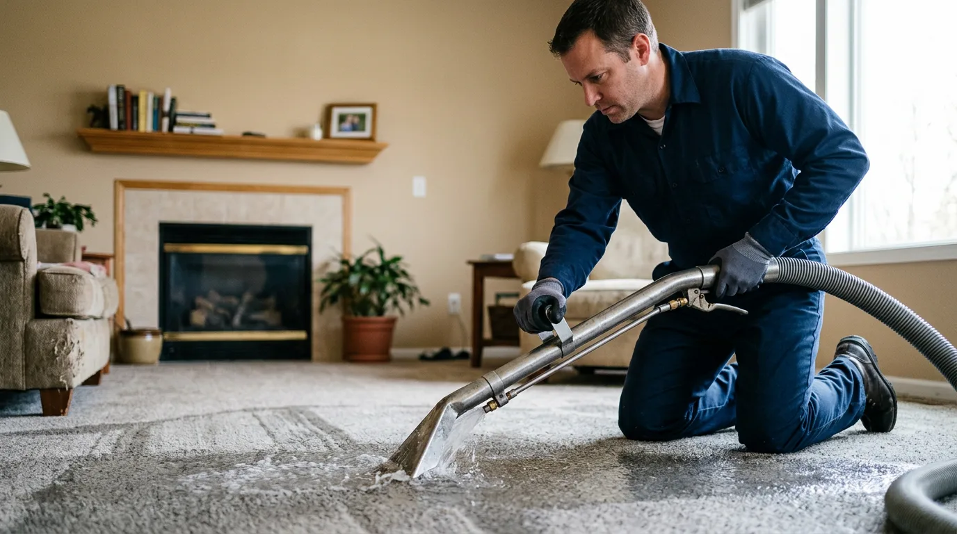 Water damage restoration technician working near Mohawk, MI